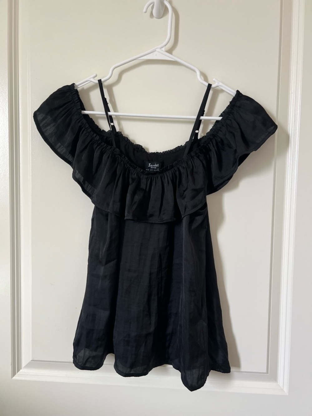 Black Off-Shoulder Ruffle Camisole